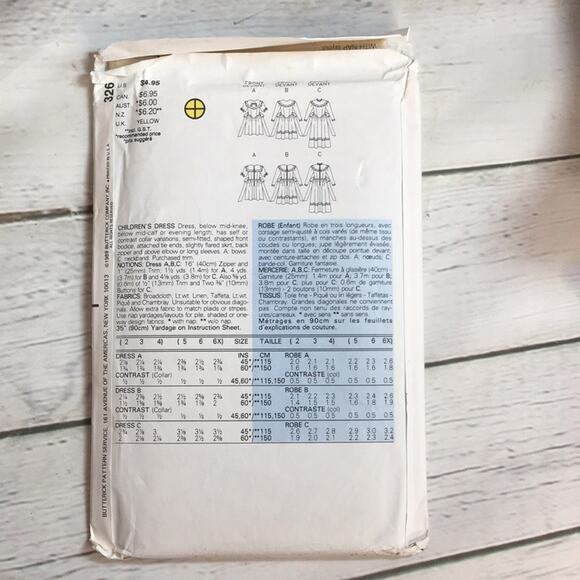 Vintage‎ 1989 Butterick Sewing Pattern 3261 Girl's Dresses Size 5-6-6X - Picture 7 of 12